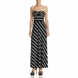 AQUA Women's Strapless Striped Maxi Dress